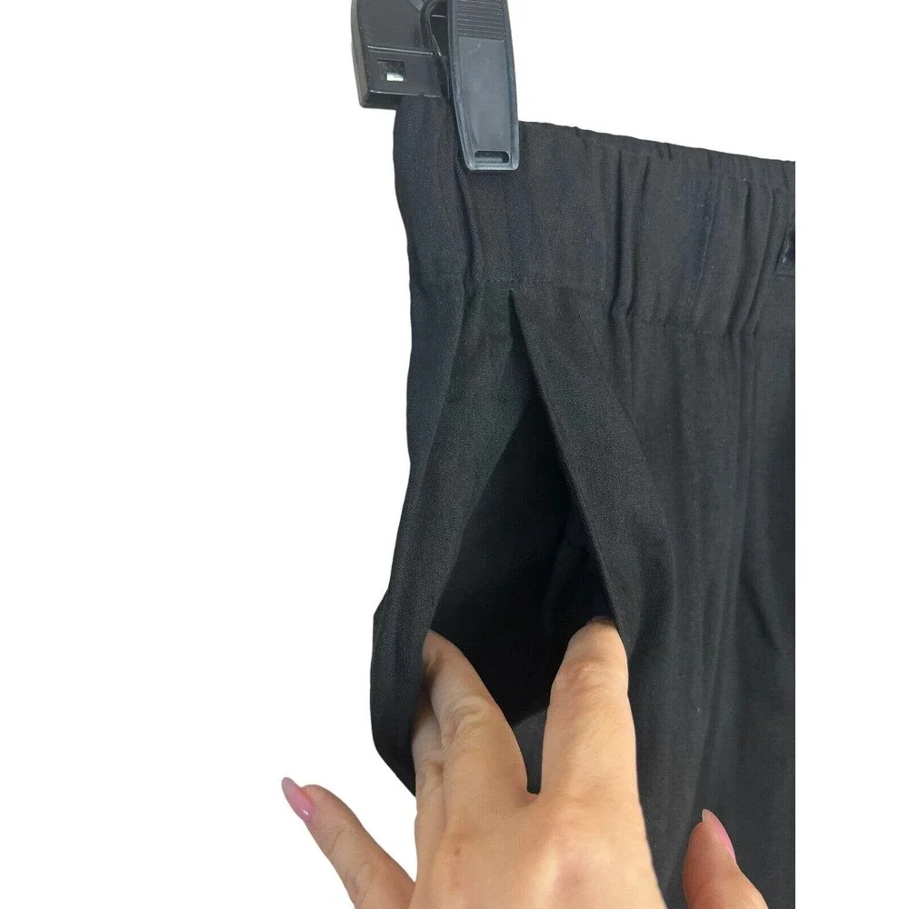 Babaton Black Errol Linen Ankle Pants S Trouser Pockets Drawstring Elastic Waist
